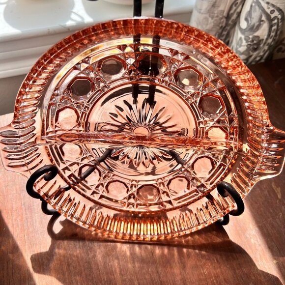 Indiana Glass Pink Windsor Brighton Divided Dish - Picture 10 of 10